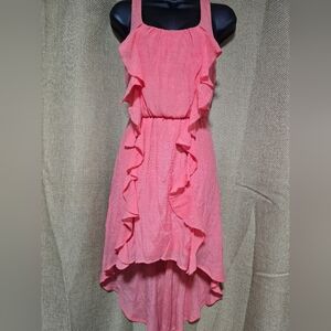 Lily Rose Pink Asymmetrical Ruffled Halter Dress